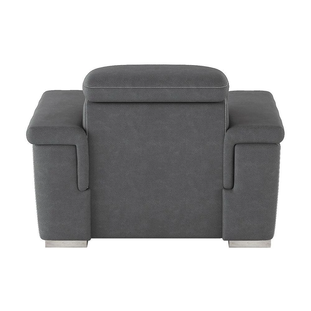 Wystan Gray Textured Microfiber Accent Chair with Pull-out Ottoman by EVERGLADE HOME 5 Wystan Gray Textured Microfiber Accent Chair with Pull-out Ottoman by EVERGLADE HOME - Image 5