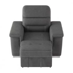 Wystan Gray Textured Microfiber Accent Chair with Pull-out Ottoman by EVERGLADE HOME