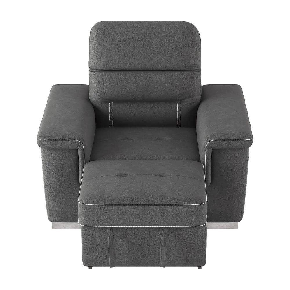 Wystan Gray Textured Microfiber Accent Chair with Pull-out Ottoman by EVERGLADE HOME 1 Wystan Gray Textured Microfiber Accent Chair with Pull-out Ottoman by EVERGLADE HOME