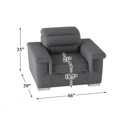 Wystan Gray Textured Microfiber Accent Chair with Pull-out Ottoman by EVERGLADE HOME 12 Wystan Gray Textured Microfiber Accent Chair with Pull-out Ottoman by EVERGLADE HOME -EVERGLADE HOME Shop gray everglade home accent chairs lx 9808sgy 1 66 1000