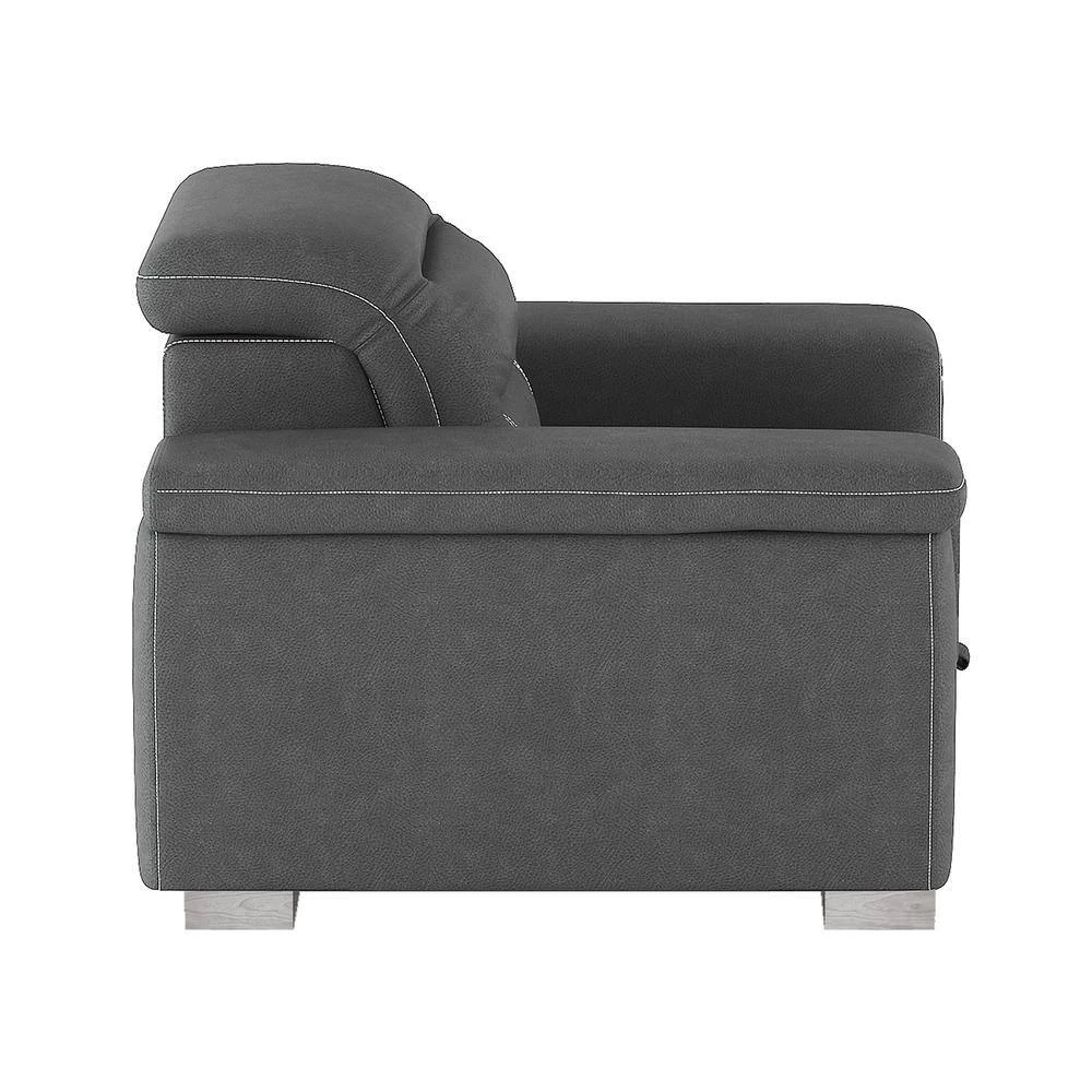 Wystan Gray Textured Microfiber Accent Chair with Pull-out Ottoman by EVERGLADE HOME 2 Wystan Gray Textured Microfiber Accent Chair with Pull-out Ottoman by EVERGLADE HOME - Image 2