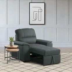 Maja Gray Textured Microfiber Accent Chair with Pull-out Ottoman by EVERGLADE HOME 15 Maja Gray Textured Microfiber Accent Chair with Pull-out Ottoman by EVERGLADE HOME -EVERGLADE HOME Shop gray everglade home accent chairs lx 9858gy 1 31 1000