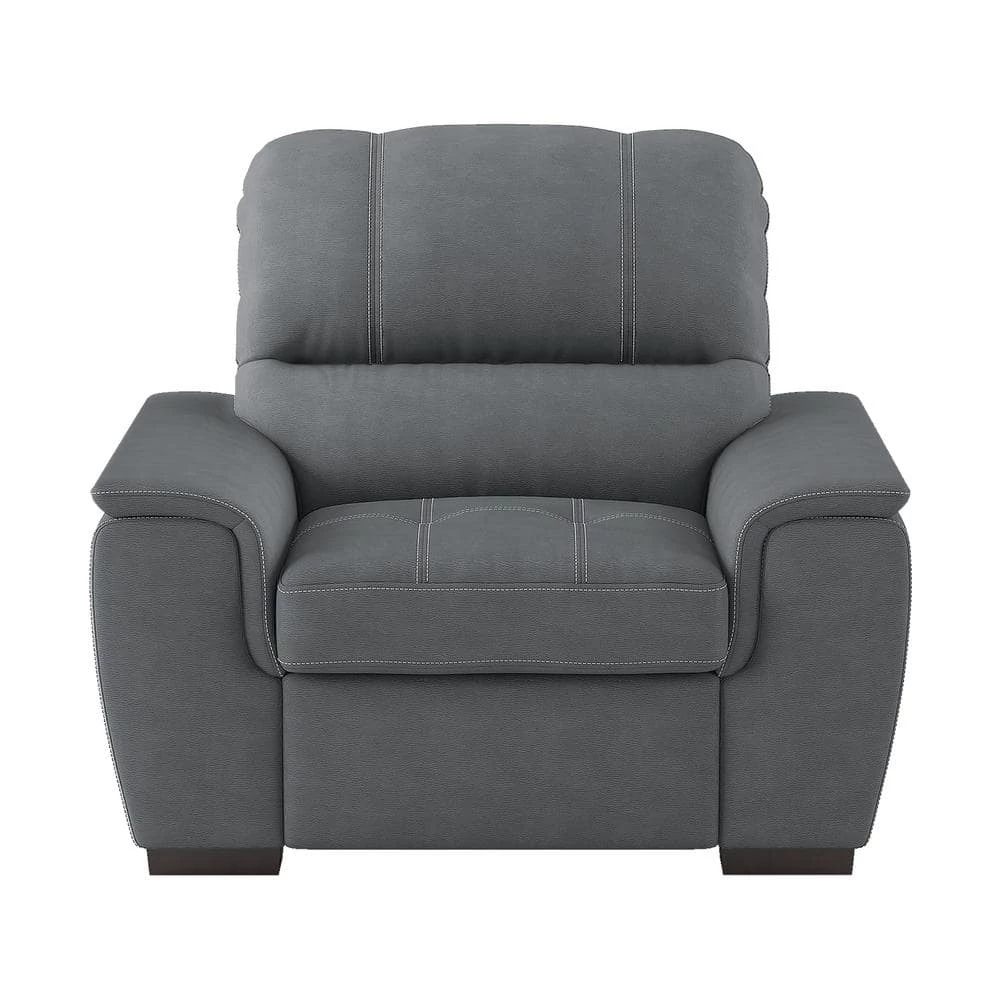 Maja Gray Textured Microfiber Accent Chair with Pull-out Ottoman by EVERGLADE HOME 1 Maja Gray Textured Microfiber Accent Chair with Pull-out Ottoman by EVERGLADE HOME