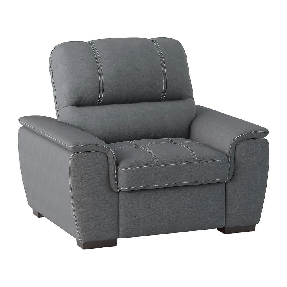 Maja Gray Textured Microfiber Accent Chair with Pull-out Ottoman by EVERGLADE HOME 3 Maja Gray Textured Microfiber Accent Chair with Pull-out Ottoman by EVERGLADE HOME - Image 3