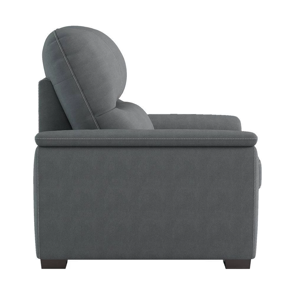 Maja Gray Textured Microfiber Accent Chair with Pull-out Ottoman by EVERGLADE HOME 2 Maja Gray Textured Microfiber Accent Chair with Pull-out Ottoman by EVERGLADE HOME - Image 2