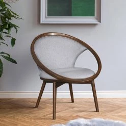 Clair Gray Mid-Century Fabric Upholstery Solid Wood Frame Accent Chair by EVERGLADE HOME -EVERGLADE HOME Shop gray with textured everglade home accent chairs lx 1033f4s 31 1000