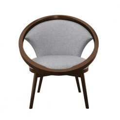 Clair Gray Mid-Century Fabric Upholstery Solid Wood Frame Accent Chair by EVERGLADE HOME