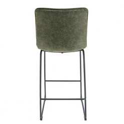 Brooklyn 29.9 in. Black Modern Leather Bar Stool with Iron Base and Footrest in Olive Green by Leisuremod -EVERGLADE HOME Shop green leisuremod bar stools bs29g 1f 1000