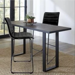 Brooklyn 29.9 in. Black Modern Leather Bar Stool with Iron Base and Footrest in Olive Green by Leisuremod -EVERGLADE HOME Shop green leisuremod bar stools bs29g 31 1000