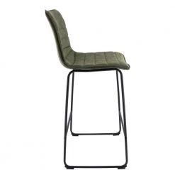 Brooklyn 29.9 in. Black Modern Leather Bar Stool with Iron Base and Footrest in Olive Green by Leisuremod -EVERGLADE HOME Shop green leisuremod bar stools bs29g 4f 1000