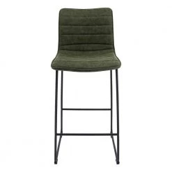 Brooklyn 29.9 in. Black Modern Leather Bar Stool with Iron Base and Footrest in Olive Green by Leisuremod -EVERGLADE HOME Shop green leisuremod bar stools bs29g c3 1000