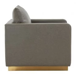 Nervo Modern Gold Frame Grey Leather Upholstered Accent Arm Chair With Removable cushions by Leisuremod 12 Nervo Modern Gold Frame Grey Leather Upholstered Accent Arm Chair With Removable cushions by Leisuremod -EVERGLADE HOME Shop grey leisuremod accent chairs ns32gr l 1f 1000