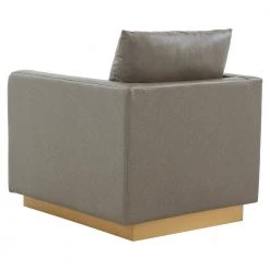 Nervo Modern Gold Frame Grey Leather Upholstered Accent Arm Chair With Removable cushions by Leisuremod 13 Nervo Modern Gold Frame Grey Leather Upholstered Accent Arm Chair With Removable cushions by Leisuremod -EVERGLADE HOME Shop grey leisuremod accent chairs ns32gr l 44 1000