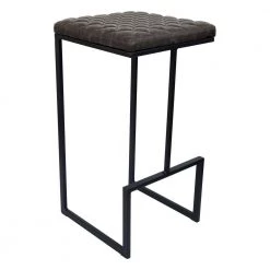 Quincy 29 in. Quilted Stitched Leather Black Metal Bar Stool with Footrest Set of 2 in Grey by Leisuremod 11 Quincy 29 in. Quilted Stitched Leather Black Metal Bar Stool with Footrest Set of 2 in Grey by Leisuremod -EVERGLADE HOME Shop grey leisuremod bar stools qs29gr2 c3 1000
