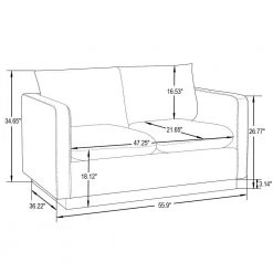 Nervo 55" Mid-Century Modern Upholstered Leather 2-Seater Loveseat With Gold Frame in Grey by Leisuremod -EVERGLADE HOME Shop grey leisuremod loveseats ns55gr l fa 1000