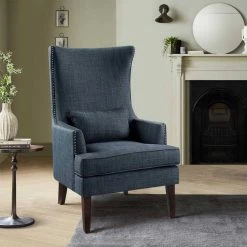 Indigo Wingback Chair Rheit Textured Upholstery Accent by EVERGLADE HOME 13 Indigo Wingback Chair Rheit Textured Upholstery Accent by EVERGLADE HOME -EVERGLADE HOME Shop indigo everglade home accent chairs lx 1296f4s 31 1000