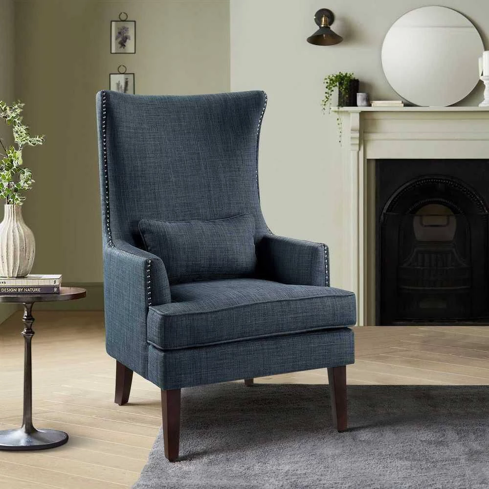 Indigo Wingback Chair Rheit Textured Upholstery Accent by EVERGLADE HOME 7 Indigo Wingback Chair Rheit Textured Upholstery Accent by EVERGLADE HOME - Image 7