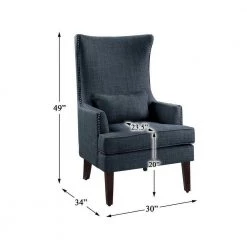 Indigo Wingback Chair Rheit Textured Upholstery Accent by EVERGLADE HOME 12 Indigo Wingback Chair Rheit Textured Upholstery Accent by EVERGLADE HOME -EVERGLADE HOME Shop indigo everglade home accent chairs lx 1296f4s 44 1000