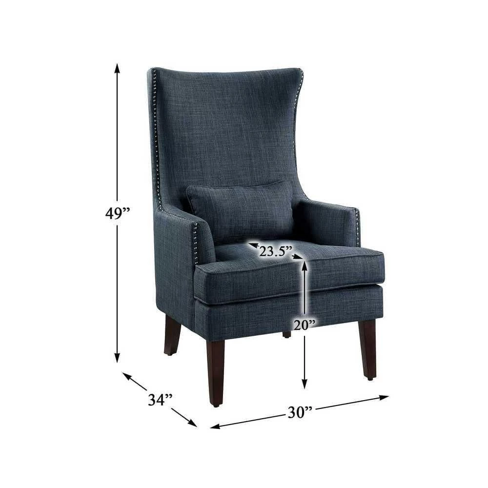 Indigo Wingback Chair Rheit Textured Upholstery Accent by EVERGLADE HOME 6 Indigo Wingback Chair Rheit Textured Upholstery Accent by EVERGLADE HOME - Image 6