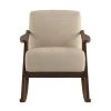 Bracco Light Brown Mid-Century Fabric Upholstery Solid Wood Rocking Chair by EVERGLADE HOME