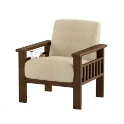 Amerllia Light Brown Fabric Upholstery Solid Wood Accent Chair by EVERGLADE HOME -EVERGLADE HOME Shop light brown everglade home accent chairs lx 1048br 1 4f 1000