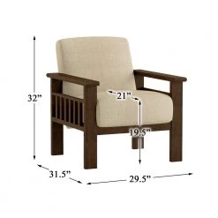 Amerllia Light Brown Fabric Upholstery Solid Wood Accent Chair by EVERGLADE HOME -EVERGLADE HOME Shop light brown everglade home accent chairs lx 1048br 1 fa 1000