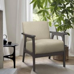 Ride Light Brown Textured Upholstery Solid Wood Antique Gray Finish Accent Chair by EVERGLADE HOME -EVERGLADE HOME Shop light brown everglade home accent chairs lx 1103br 1 31 1000