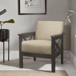 Savion Light Brown Textured Upholstery Solid Wood Frame Accent Chair by EVERGLADE HOME -EVERGLADE HOME Shop light brown everglade home accent chairs lx 1105br 1 31 1000