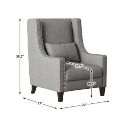 Dorsey Light Gray Textured Upholstery High Back Accent Chair by EVERGLADE HOME -EVERGLADE HOME Shop light gray everglade home accent chairs lx 1114gy 1 4f 1000