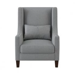 Dorsey Light Gray Textured Upholstery High Back Accent Chair by EVERGLADE HOME
