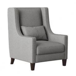 Dorsey Light Gray Textured Upholstery High Back Accent Chair by EVERGLADE HOME -EVERGLADE HOME Shop light gray everglade home accent chairs lx 1114gy 1 c3 1000
