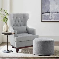 Davi Light Gray Textured Upholstery Tufted Back Wingback Chair by EVERGLADE HOME 15 Davi Light Gray Textured Upholstery Tufted Back Wingback Chair by EVERGLADE HOME -EVERGLADE HOME Shop light gray everglade home accent chairs lx 1217f5s 31 1000