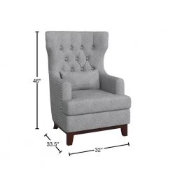 Davi Light Gray Textured Upholstery Tufted Back Wingback Chair by EVERGLADE HOME 10 Davi Light Gray Textured Upholstery Tufted Back Wingback Chair by EVERGLADE HOME -EVERGLADE HOME Shop light gray everglade home accent chairs lx 1217f5s 40 1000