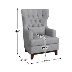 Davi Light Gray Textured Upholstery Tufted Back Wingback Chair by EVERGLADE HOME 14 Davi Light Gray Textured Upholstery Tufted Back Wingback Chair by EVERGLADE HOME -EVERGLADE HOME Shop light gray everglade home accent chairs lx 1217f5s 44 1000