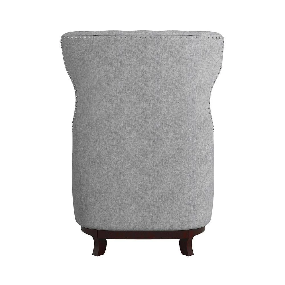 Davi Light Gray Textured Upholstery Tufted Back Wingback Chair by EVERGLADE HOME 5 Davi Light Gray Textured Upholstery Tufted Back Wingback Chair by EVERGLADE HOME - Image 5