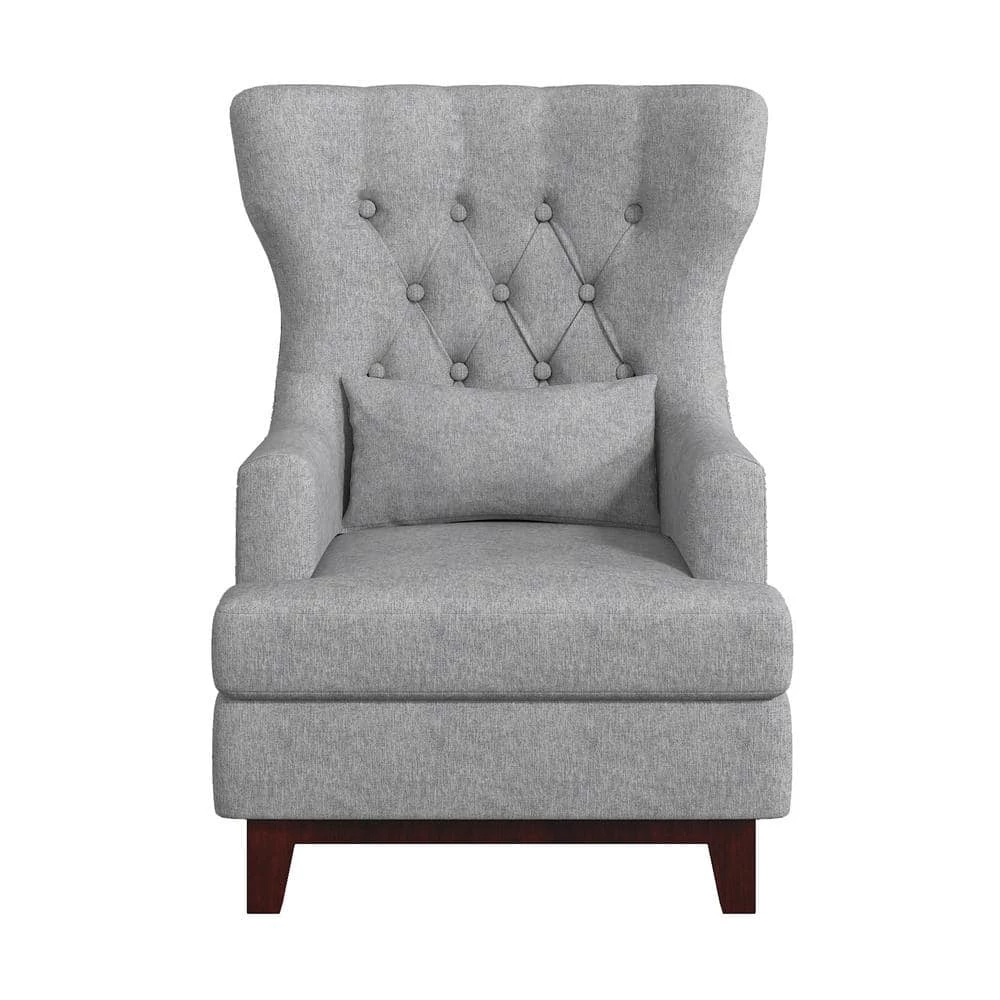 Davi Light Gray Textured Upholstery Tufted Back Wingback Chair by EVERGLADE HOME 1 Davi Light Gray Textured Upholstery Tufted Back Wingback Chair by EVERGLADE HOME