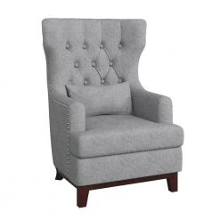 Davi Light Gray Textured Upholstery Tufted Back Wingback Chair by EVERGLADE HOME 11 Davi Light Gray Textured Upholstery Tufted Back Wingback Chair by EVERGLADE HOME -EVERGLADE HOME Shop light gray everglade home accent chairs lx 1217f5s c3 1000