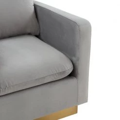 Nervo Modern Gold Frame Light Grey Velvet Upholstered Accent Arm Chair With Removable cushions by Leisuremod -EVERGLADE HOME Shop light grey leisuremod accent chairs ns32lgr 4f 1000