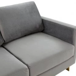 Lincoln Modern 55" Mid-Century Modern Upholstered Velvet Loveseat with Gold Frame in Light Grey by Leisuremod -EVERGLADE HOME Shop light grey leisuremod loveseats la55lgr 4f 1000