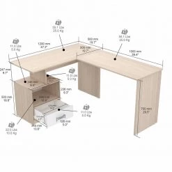 59.1 in. W L-Shaped Maple-White Computer Desk with 1-Drawer by Inval -EVERGLADE HOME Shop maple white inval computer desks et 6215 c3 1000