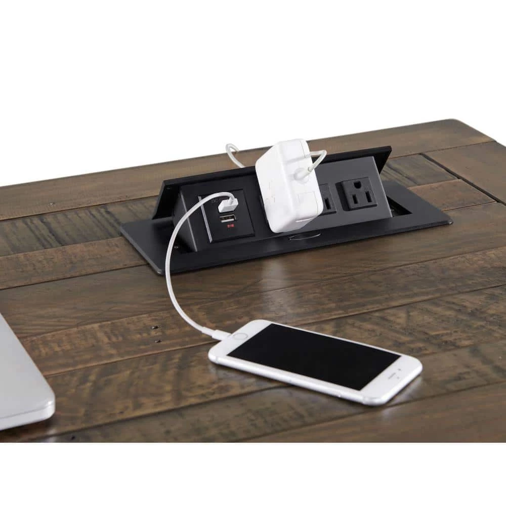 Rustic 60 in. Rectangular Natural Brown Computer L Desk with Fingerprint Lock by Martin Svensson Home 9 Rustic 60 in. Rectangular Natural Brown Computer L Desk with Fingerprint Lock by Martin Svensson Home - Image 9