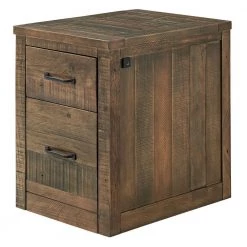 Rustic Natural Brown File Cabinet with 2-Drawers and Fingerprint Lock by Martin Svensson Home