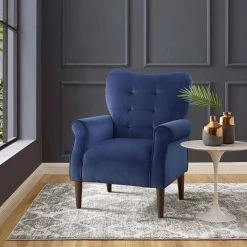 Cecily Navy Blue Velvet Tufted Back Club Accent Chair by EVERGLADE HOME -EVERGLADE HOME Shop navy blue everglade home accent chairs lx 1046bu 1 31 1000