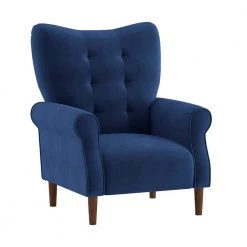 Cecily Navy Blue Velvet Tufted Back Club Accent Chair by EVERGLADE HOME -EVERGLADE HOME Shop navy blue everglade home accent chairs lx 1046bu 1 c3 1000