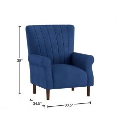 Carlson Navy Blue Velvet Club Channel Tufted Back Accent Chair by EVERGLADE HOME -EVERGLADE HOME Shop navy blue everglade home accent chairs lx 1047bu 1 40 1000