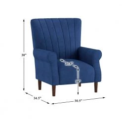 Carlson Navy Blue Velvet Club Channel Tufted Back Accent Chair by EVERGLADE HOME -EVERGLADE HOME Shop navy blue everglade home accent chairs lx 1047bu 1 44 1000