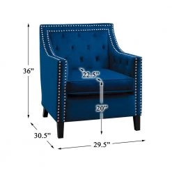 Ceylon Navy Velvet Tufted Back Accent Chair by EVERGLADE HOME -EVERGLADE HOME Shop navy everglade home accent chairs lx 1297nv 1nn 44 1000