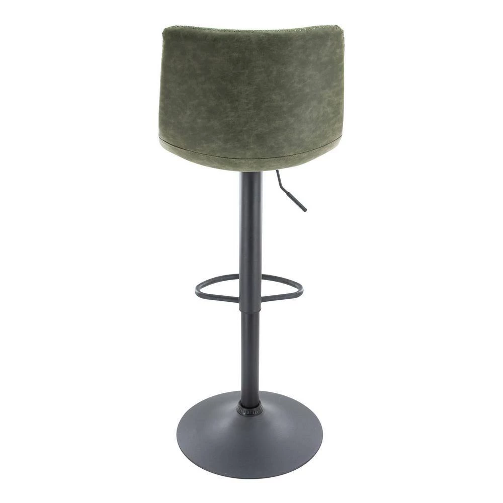 Tilbury Modern Adjustable Leather Bar Stool Black Iron Base With Footrest & 360-Degree Swivel in Olive Green by Leisuremod 5 Tilbury Modern Adjustable Leather Bar Stool Black Iron Base With Footrest & 360-Degree Swivel in Olive Green by Leisuremod - Image 5