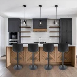 Tilbury Modern Adjustable Leather Bar Stool Black Iron Base With Footrest & 360-Degree Swivel in Olive Green by Leisuremod 17 Tilbury Modern Adjustable Leather Bar Stool Black Iron Base With Footrest & 360-Degree Swivel in Olive Green by Leisuremod -EVERGLADE HOME Shop olive green leisuremod bar stools ts29g 31 1000