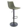 Tilbury Modern Adjustable Leather Bar Stool Black Iron Base With Footrest & 360-Degree Swivel in Olive Green by Leisuremod